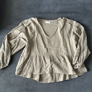 Altard State Balloon Sleeve Green Blouse